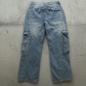 CARBON Jeans Junior's Size 7 Blue Mid-rise Cargo Straight Denim 30" Inseam